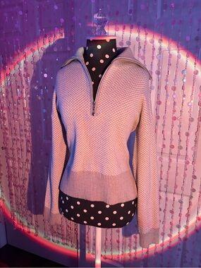 Grey Knitted Rachel Zoe Half-Zip Textured Pullover Size S